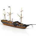 Vintage Sailing Ship With Wooden Hull Multiple Masts And Classic Design